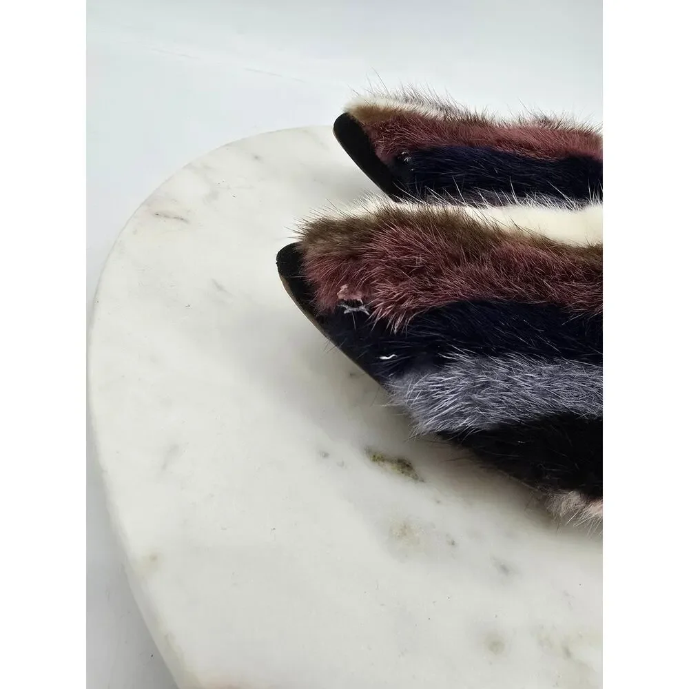 Rebecca Minkoff Amelie Black‎ Suede Flats | Real Mink Fur Loafers